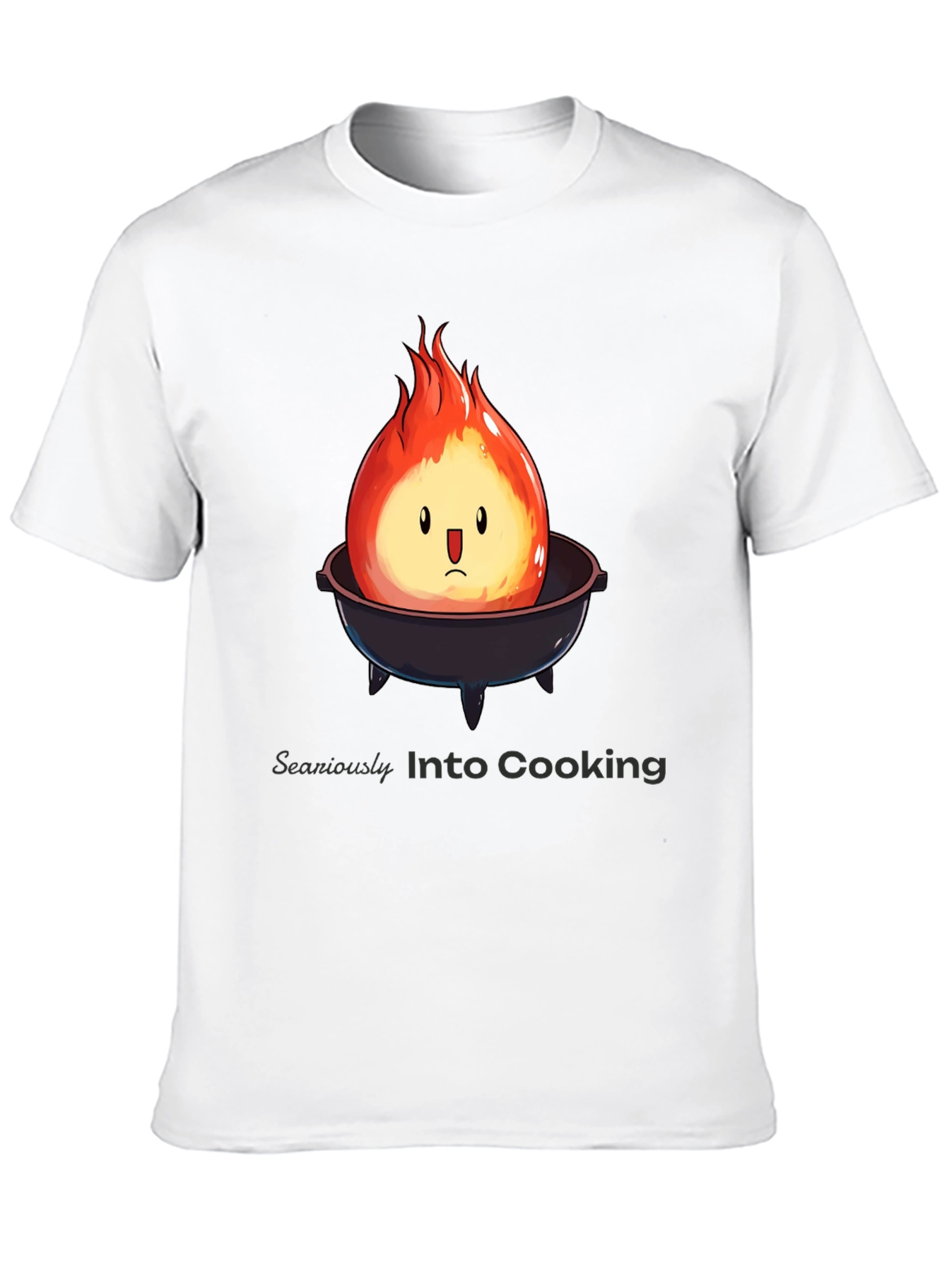 Humorous Fire Character BBQ Grill Black T-Shirt