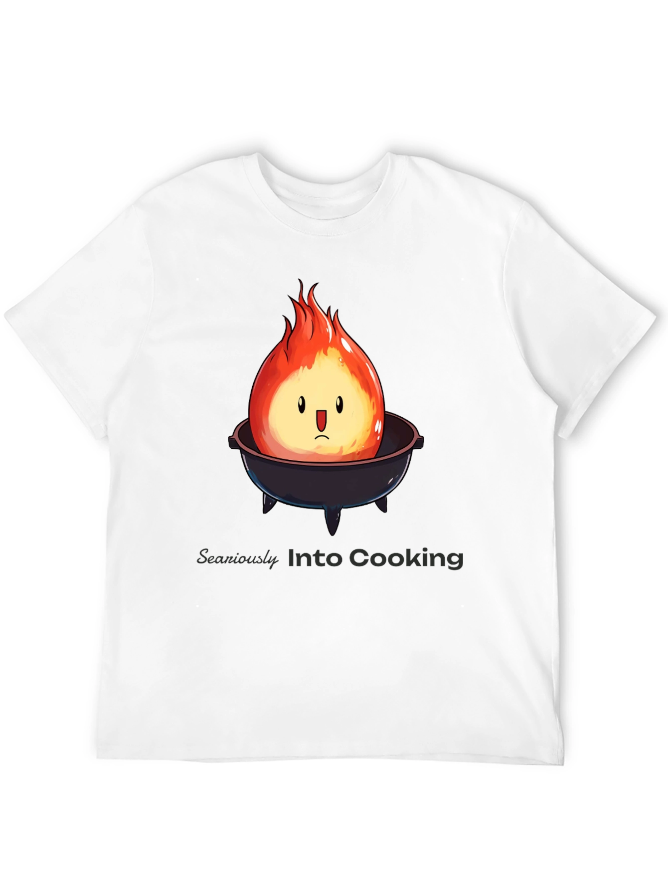 Humorous Fire Character BBQ Grill Black T-Shirt
