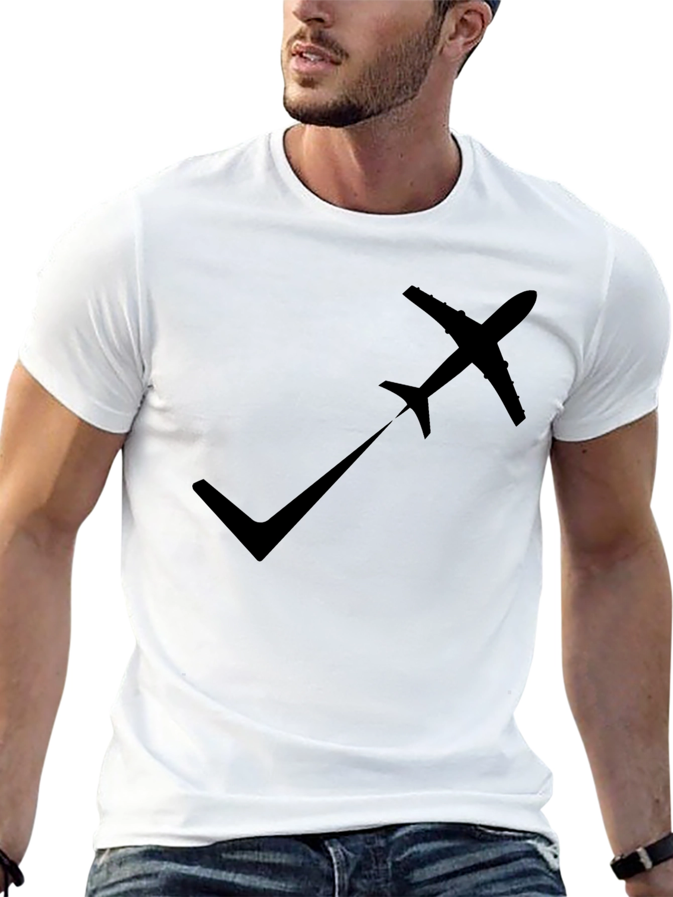 Airplane Checkmark Graphic Tee - Fly High in Style!