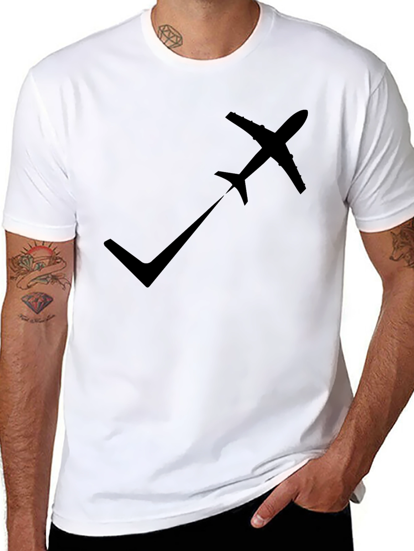 Airplane Checkmark Graphic Tee - Fly High in Style!