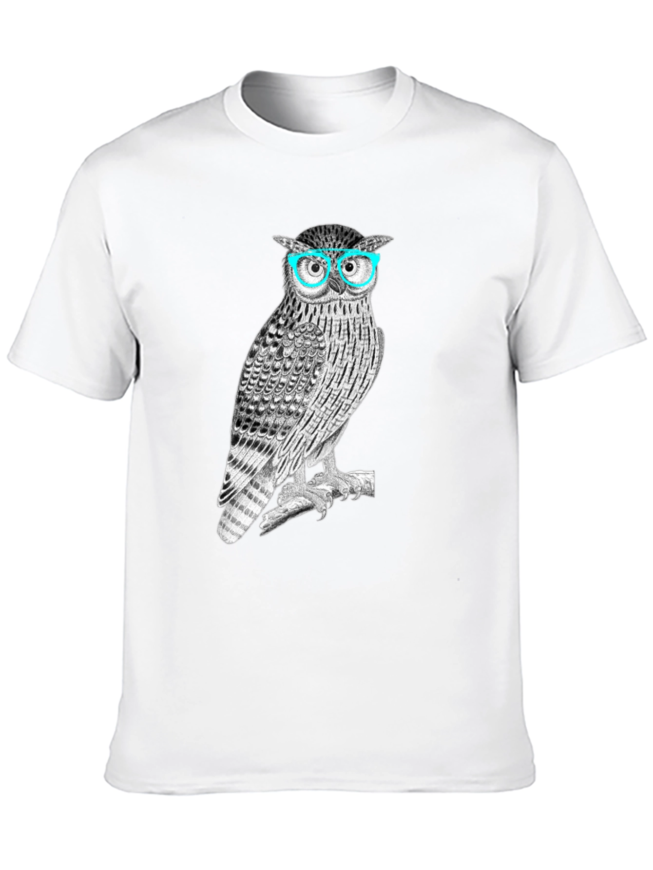 Owl with Glasses Graphic Tee - Mens Black T-Shirt