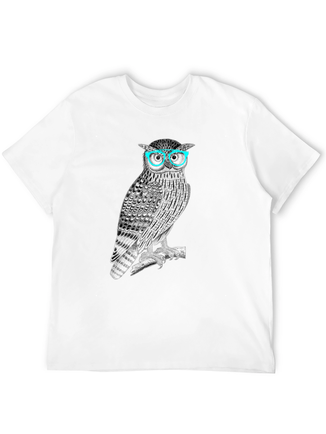 Owl with Glasses Graphic Tee - Mens Black T-Shirt