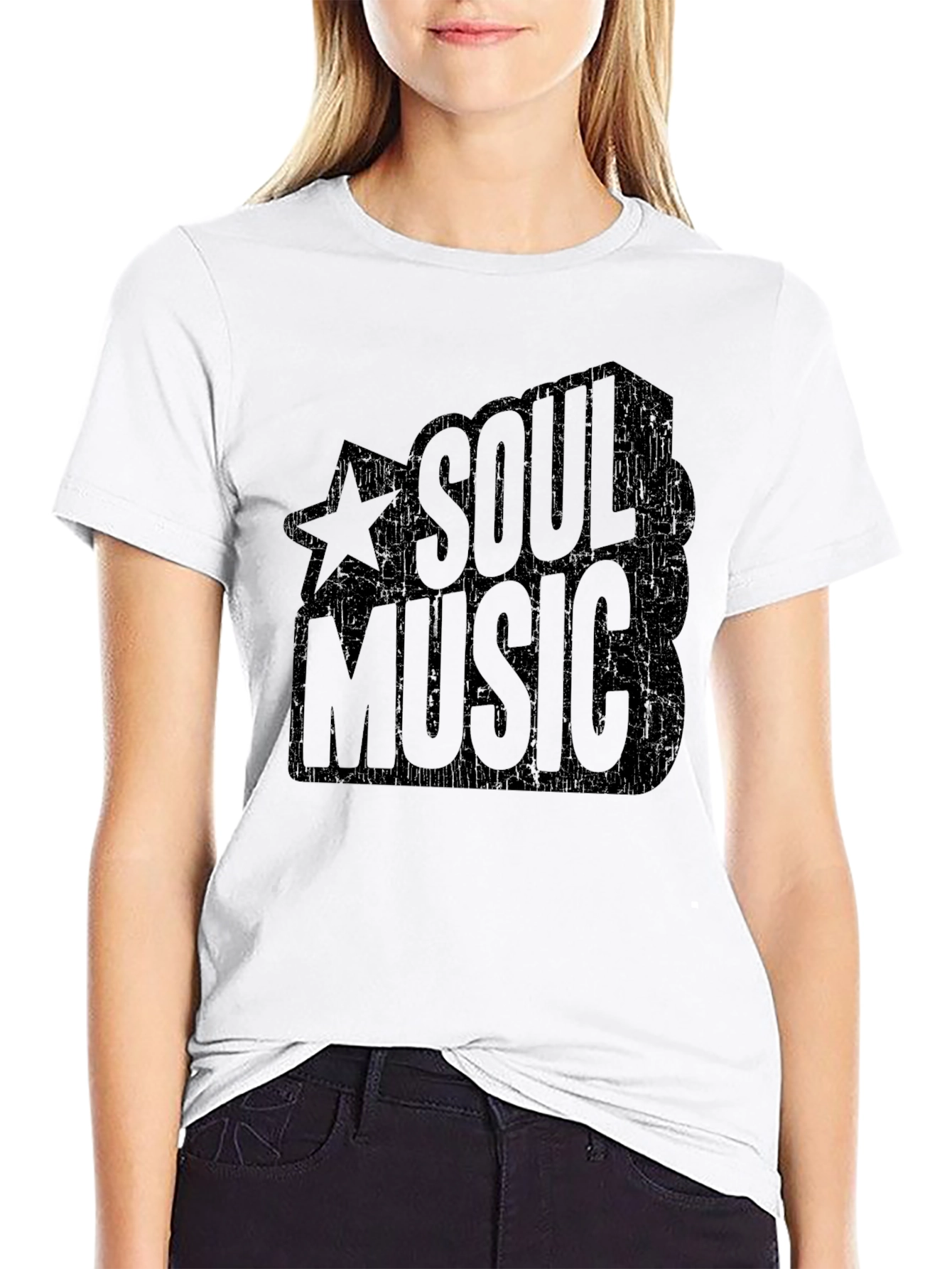 Soul Music Graphic Print Black T-Shirt