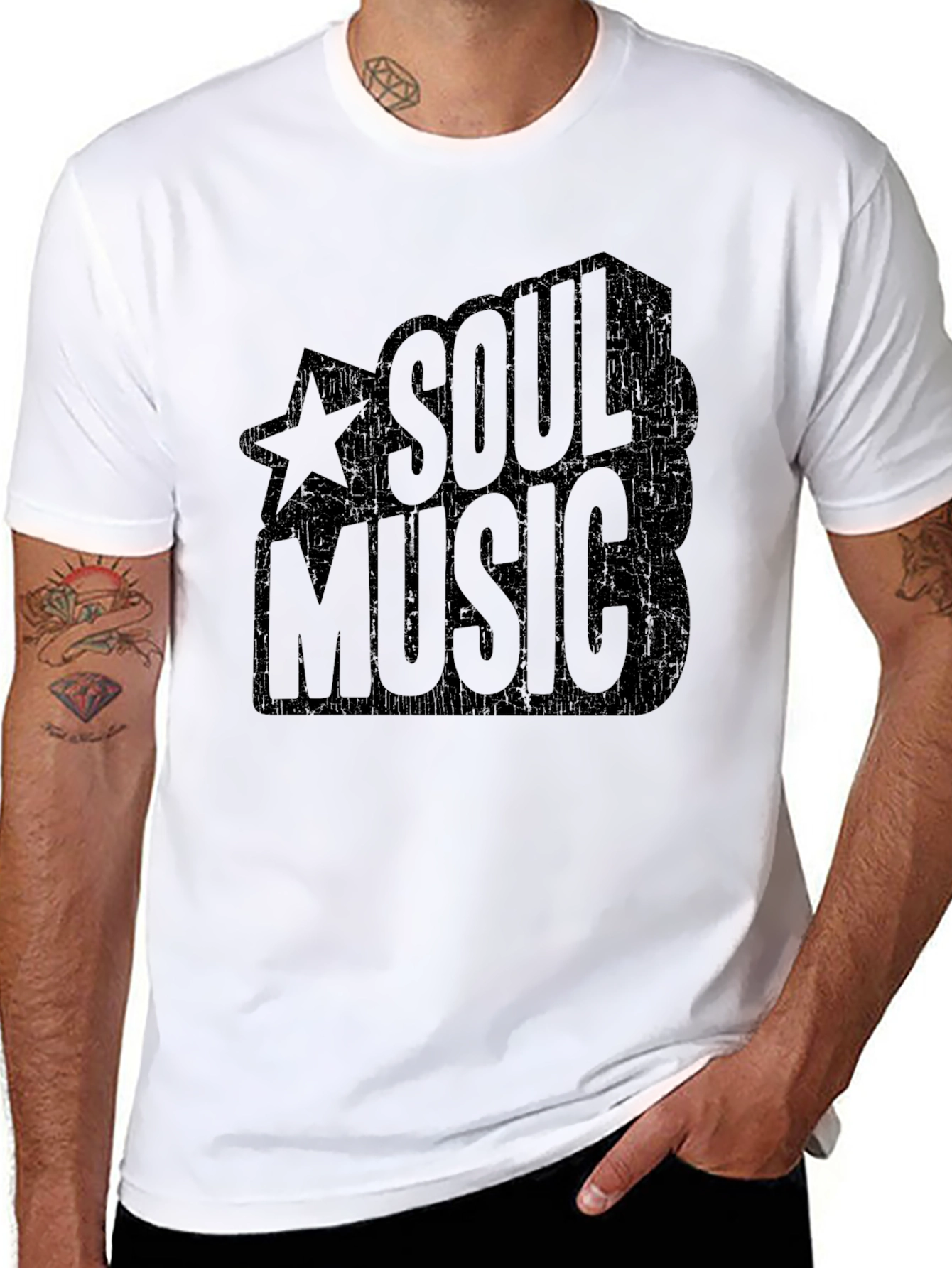 Soul Music Graphic Print Black T-Shirt