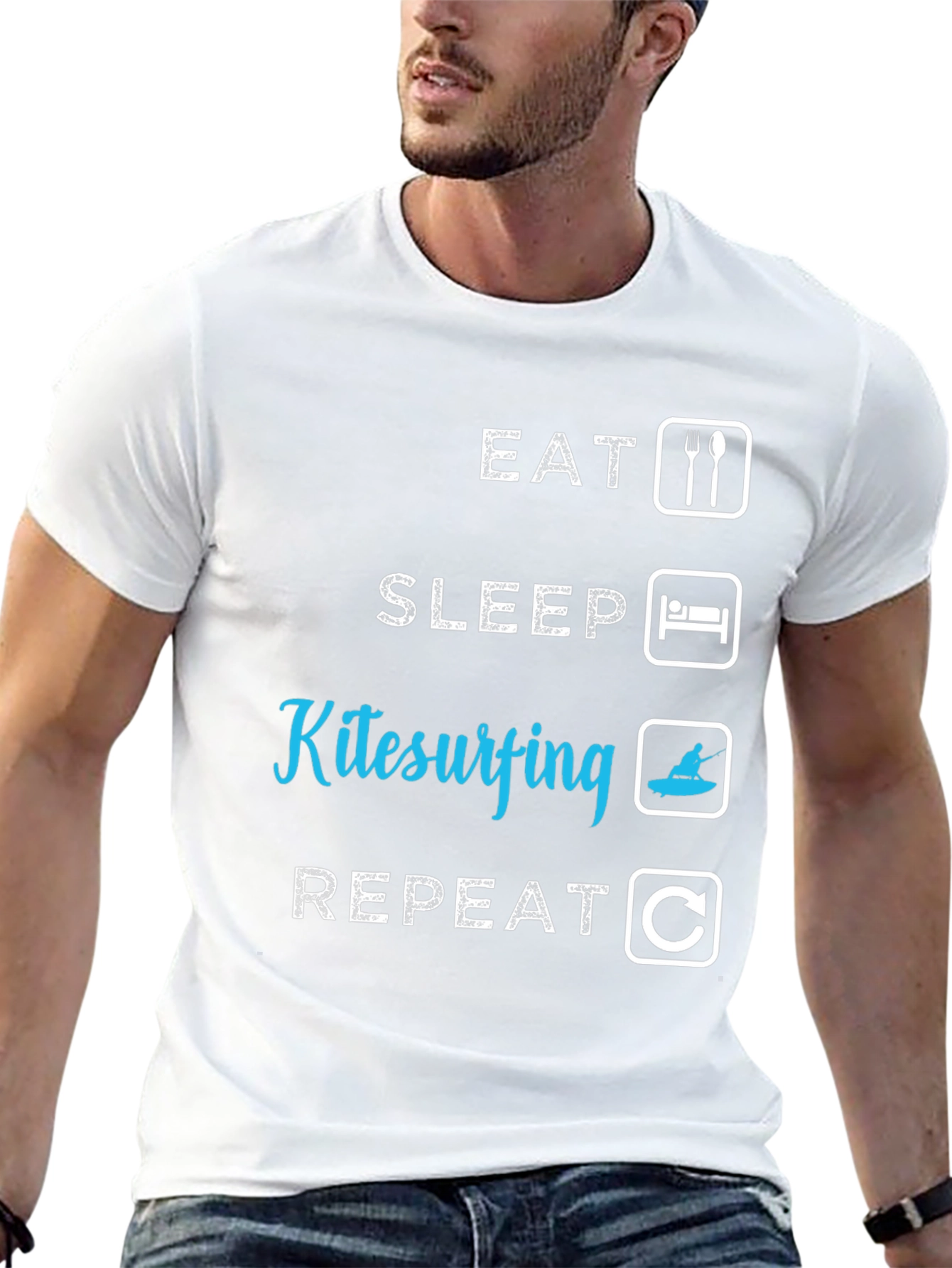 Eat Sleep Kitesurfing Repeat Black T-Shirt