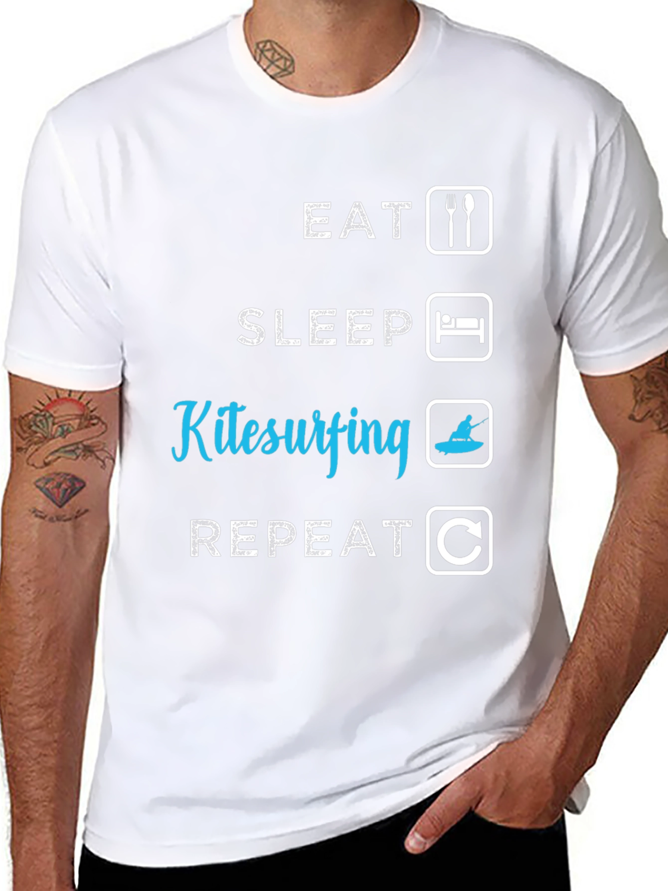 Eat Sleep Kitesurfing Repeat Black T-Shirt