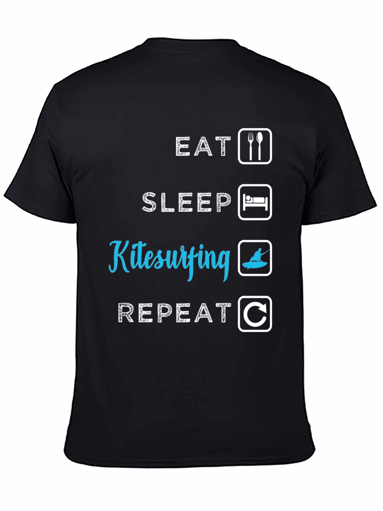 Eat Sleep Kitesurfing Repeat Black T-Shirt