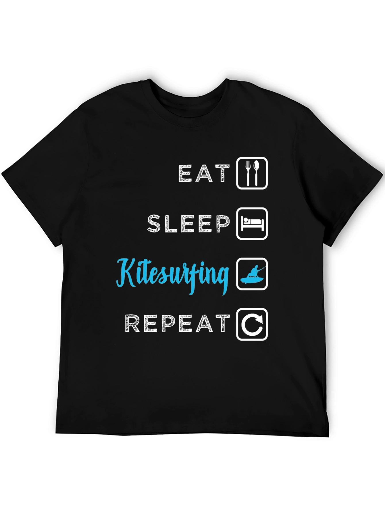 Eat Sleep Kitesurfing Repeat Black T-Shirt