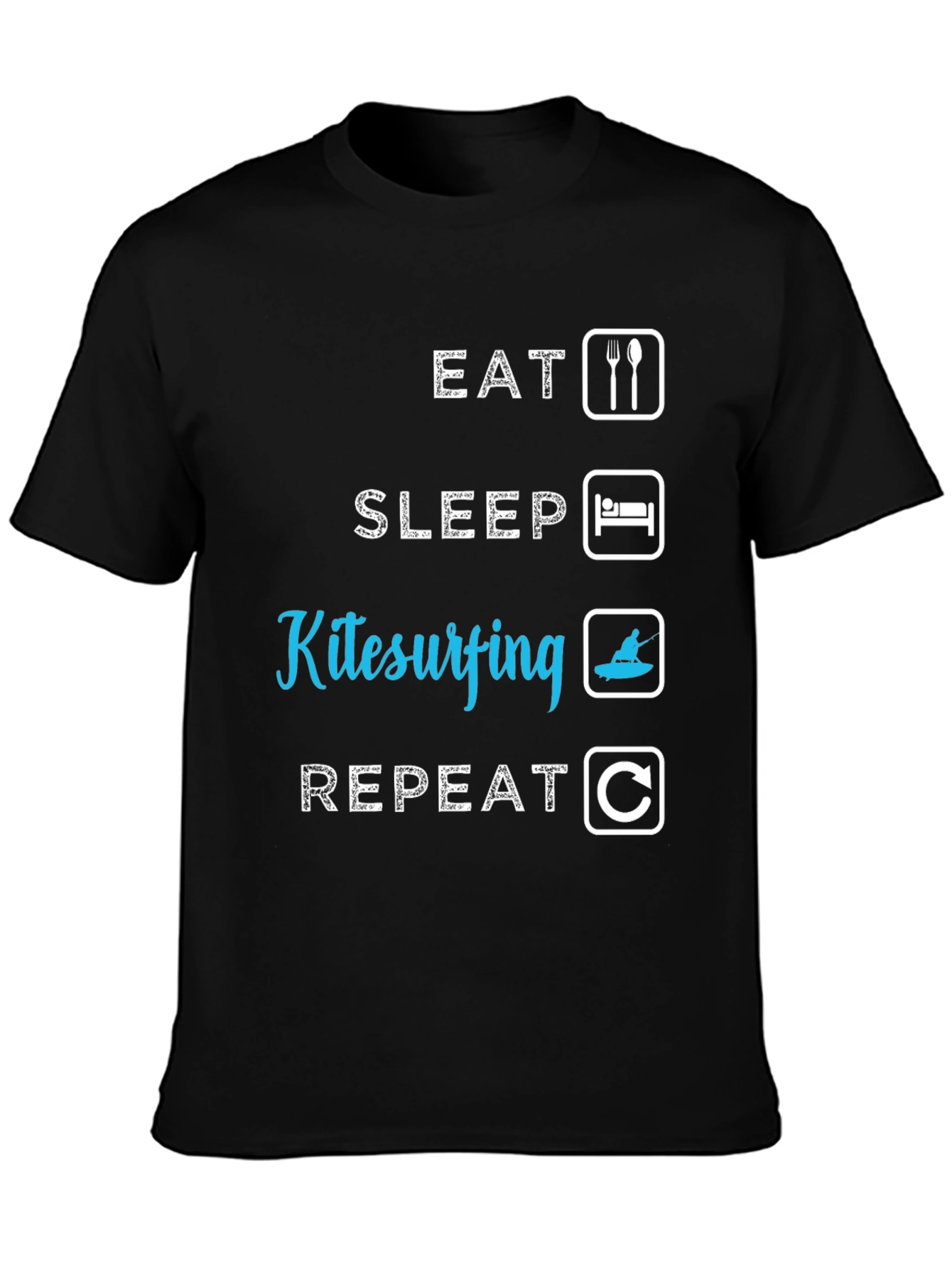 Eat Sleep Kitesurfing Repeat Black T-Shirt