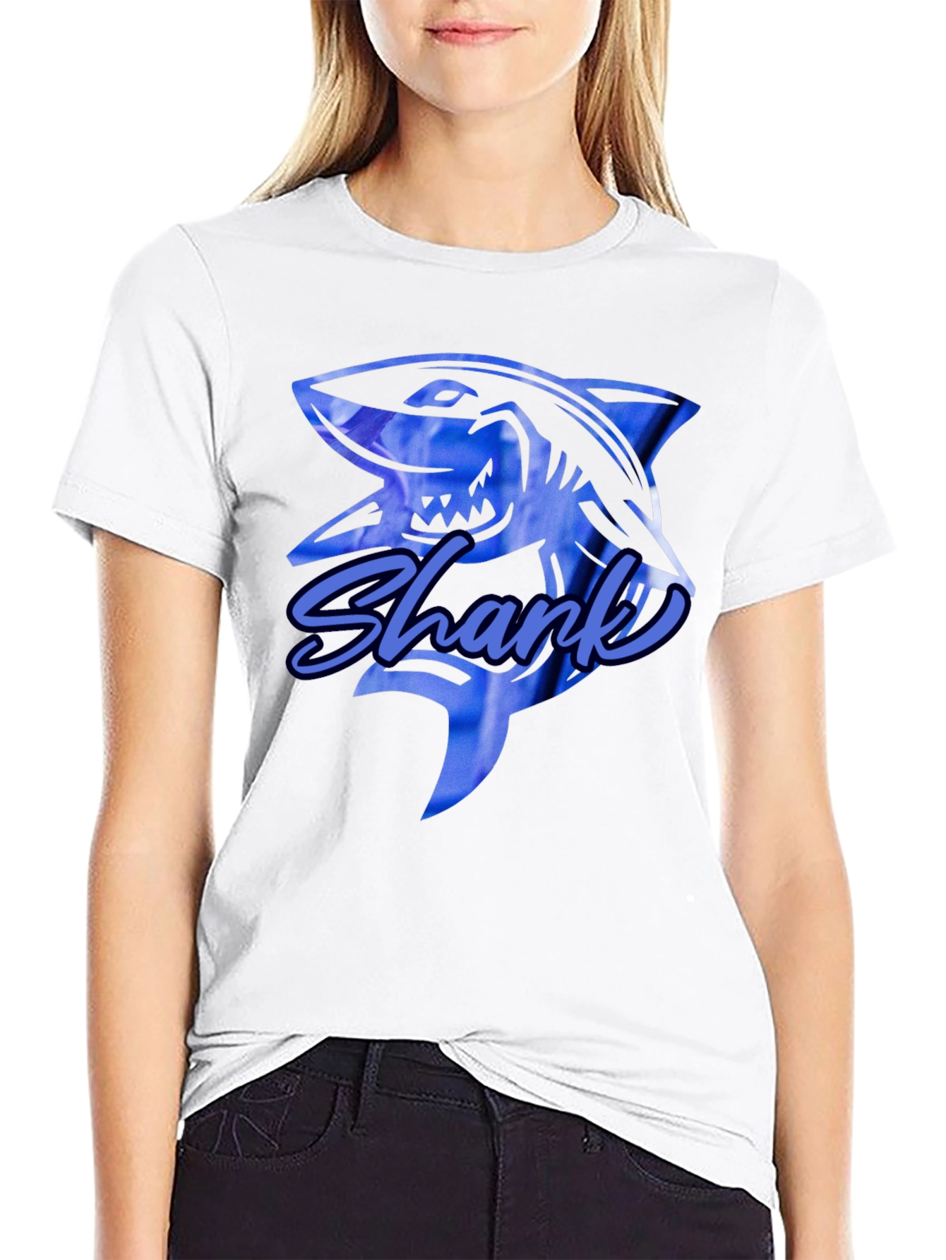 Shark Graphic Print Black T-Shirt