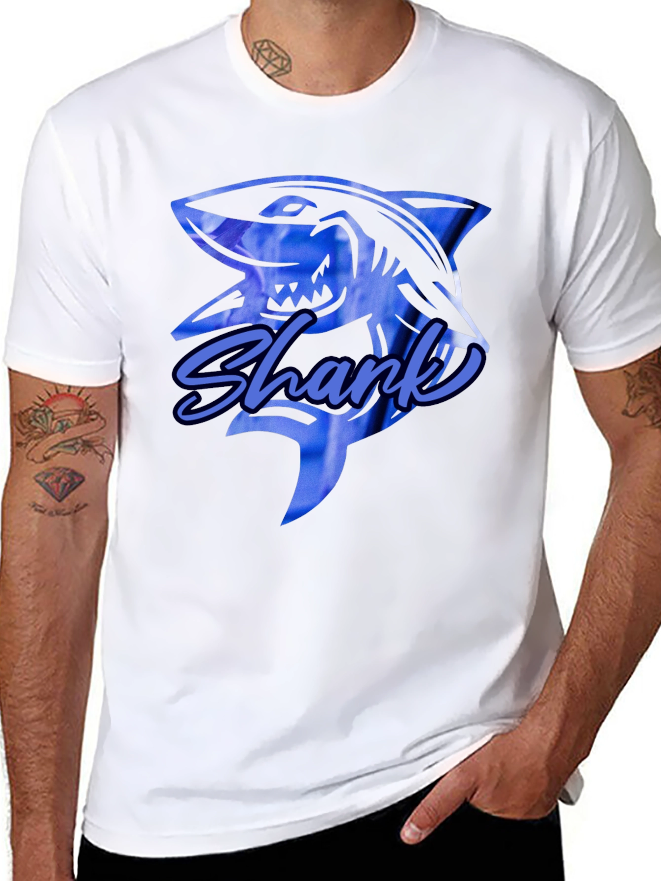 Shark Graphic Print Black T-Shirt