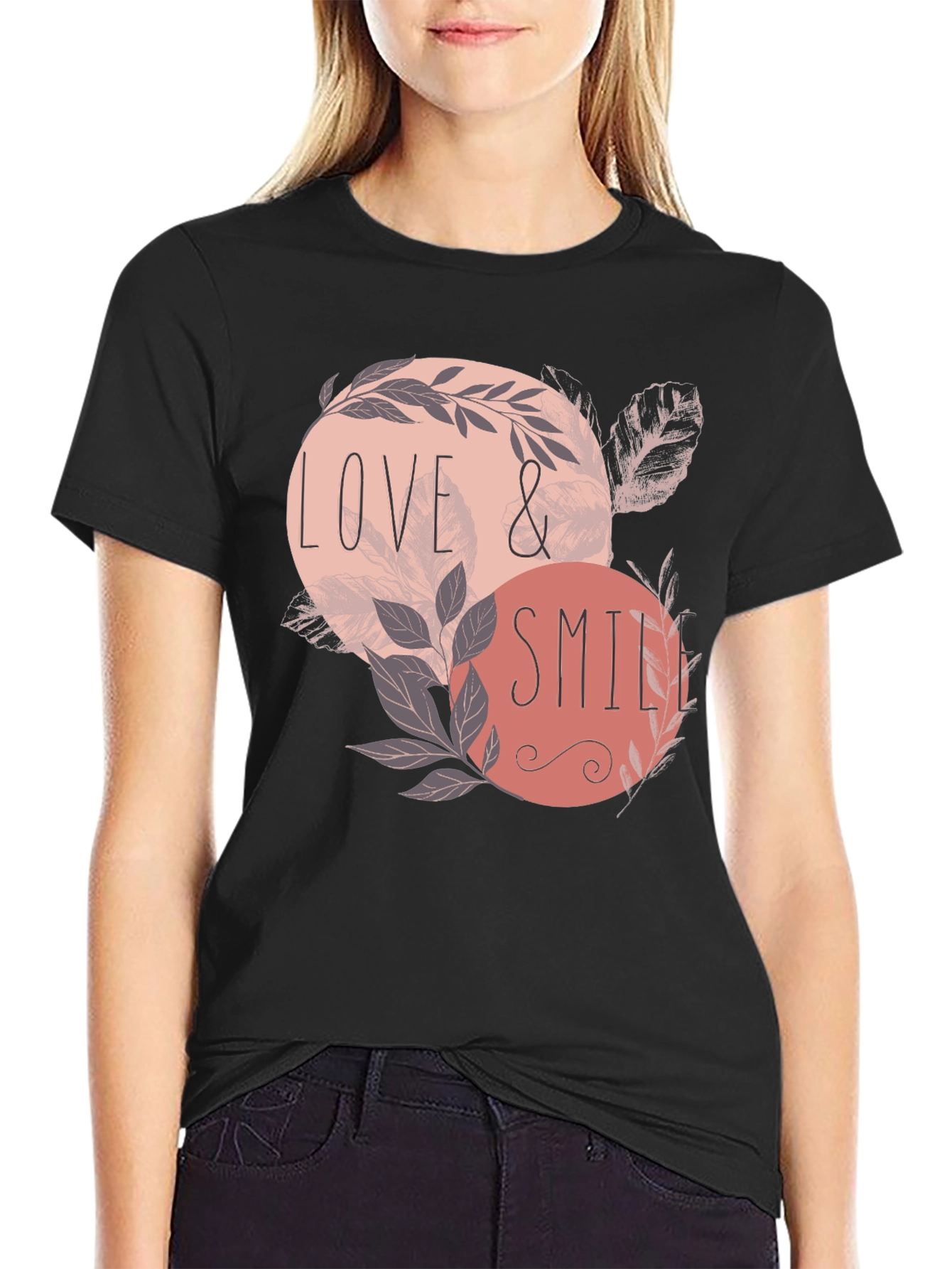 Love & Smile Graphic Tee - Mens Black T-Shirt