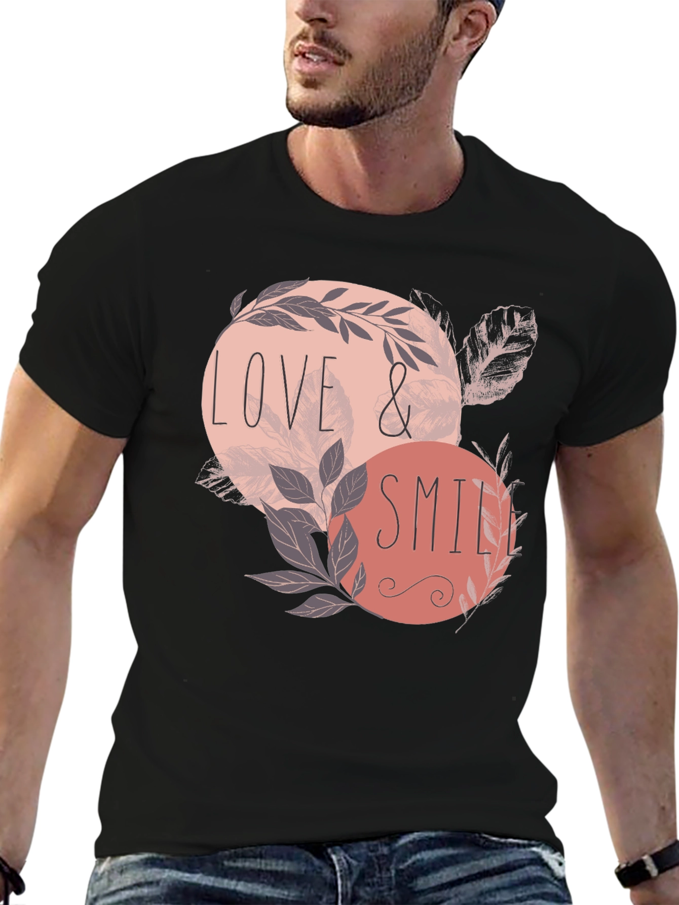 Love & Smile Graphic Tee - Mens Black T-Shirt