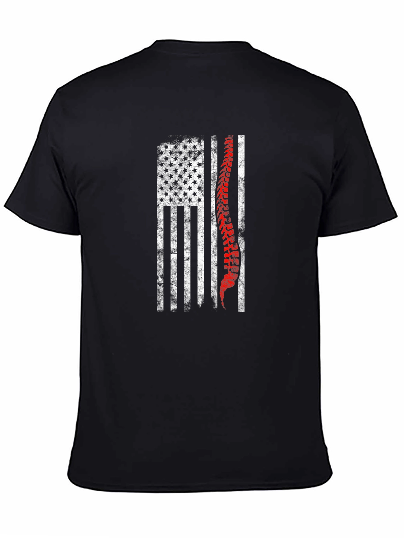 American Flag Spine Graphic Print T-Shirt
