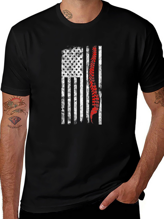 American Flag Spine Graphic Print T-Shirt