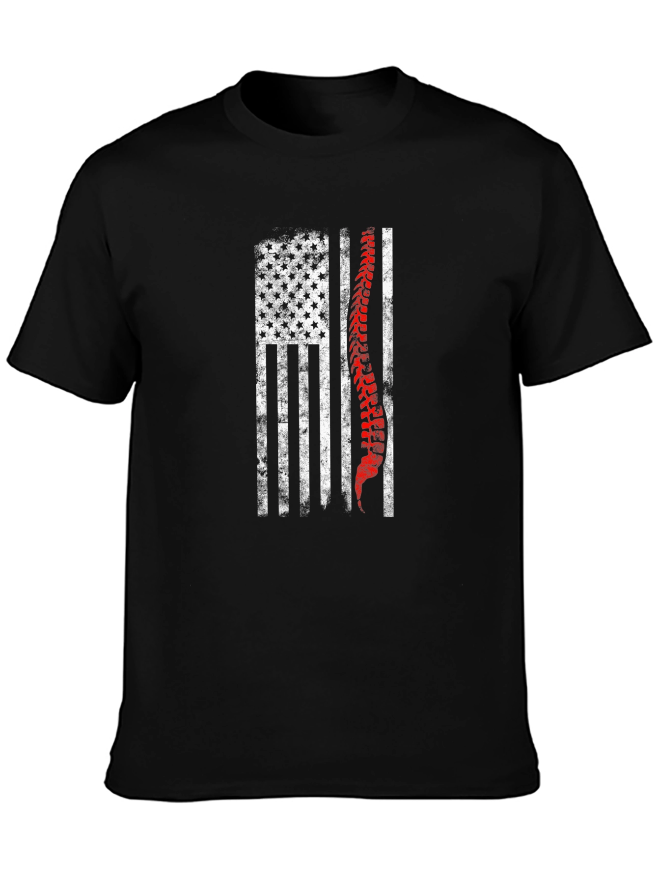 American Flag Spine Graphic Print T-Shirt
