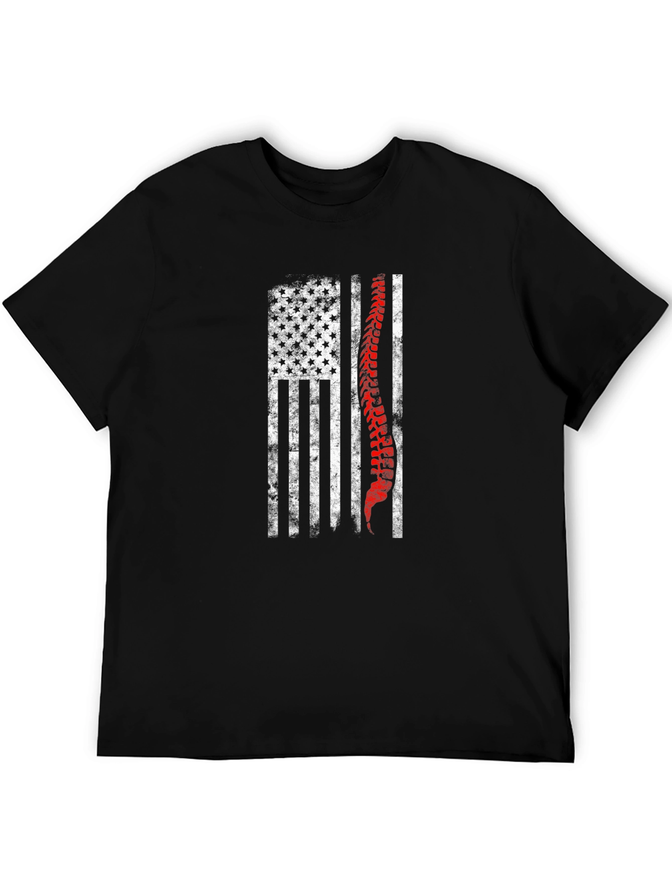 American Flag Spine Graphic Print T-Shirt