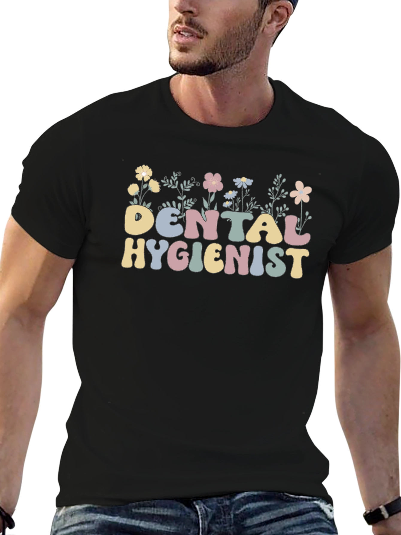 Floral Dental Hygienist T-Shirt Retro Style