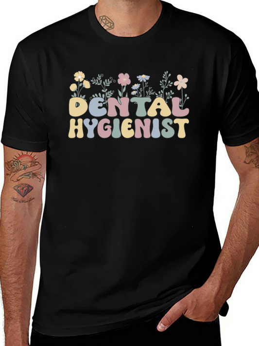 Floral Dental Hygienist T-Shirt Retro Style