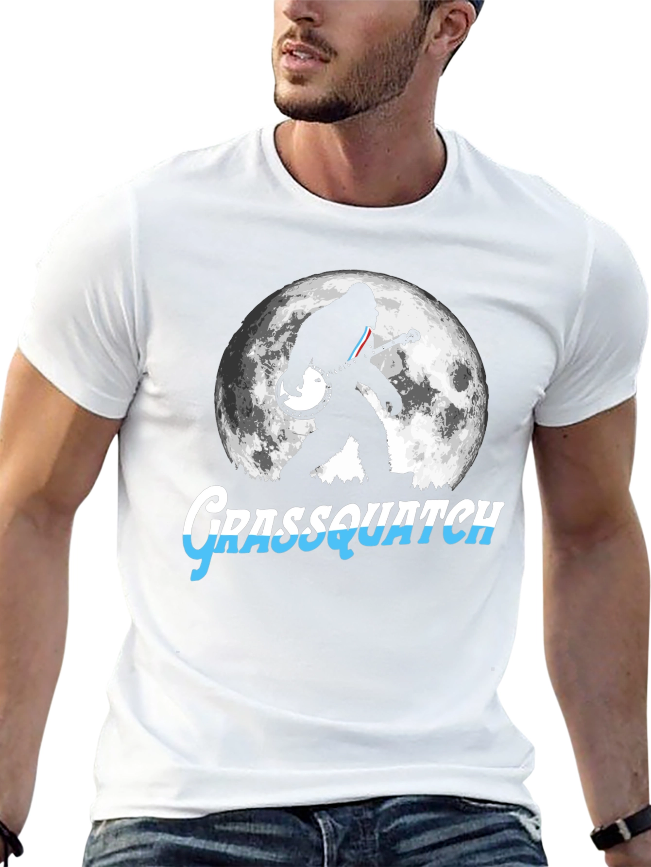 Grassquatch Banjo Moon Black T-Shirt
