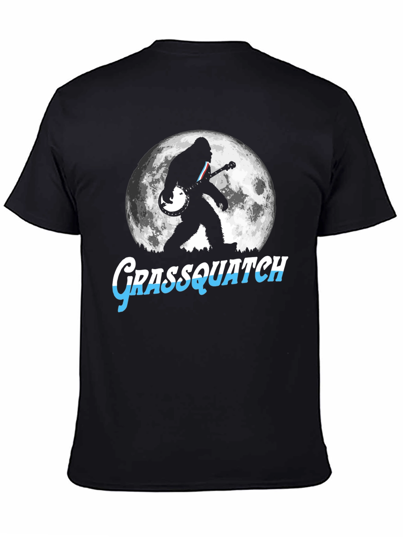 Grassquatch Banjo Moon Black T-Shirt