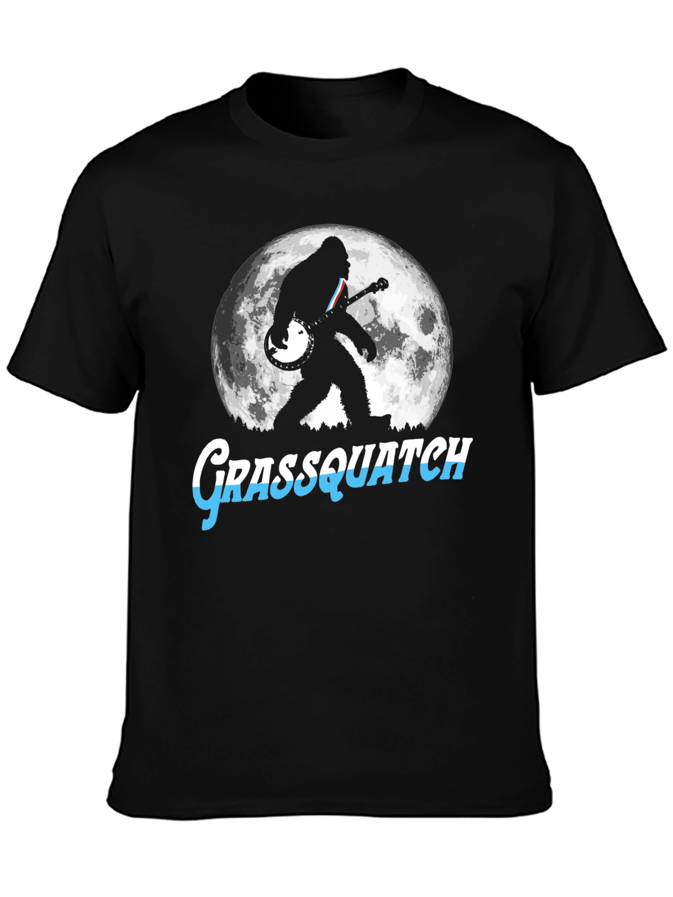 Grassquatch Banjo Moon Black T-Shirt