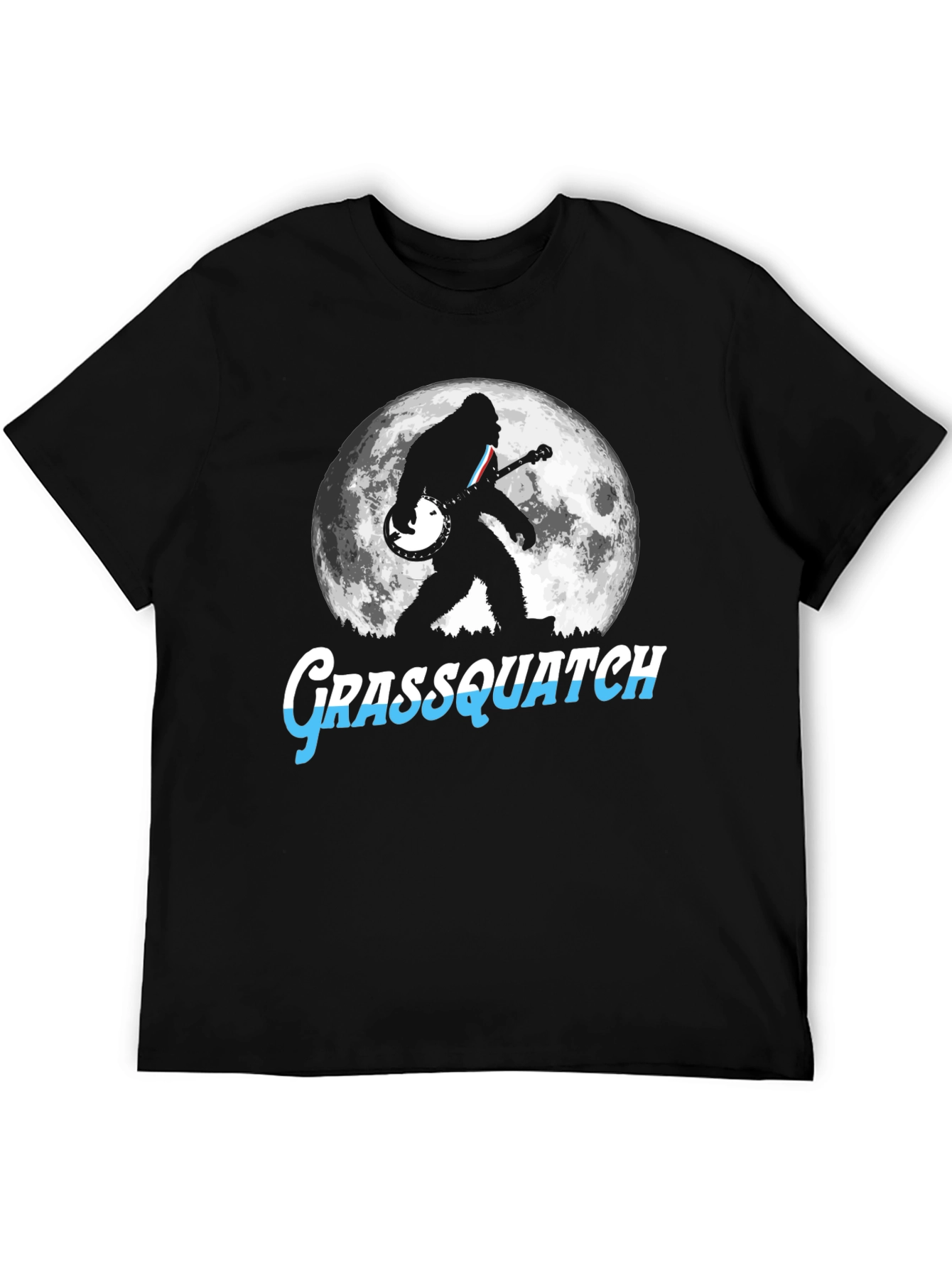 Grassquatch Banjo Moon Black T-Shirt