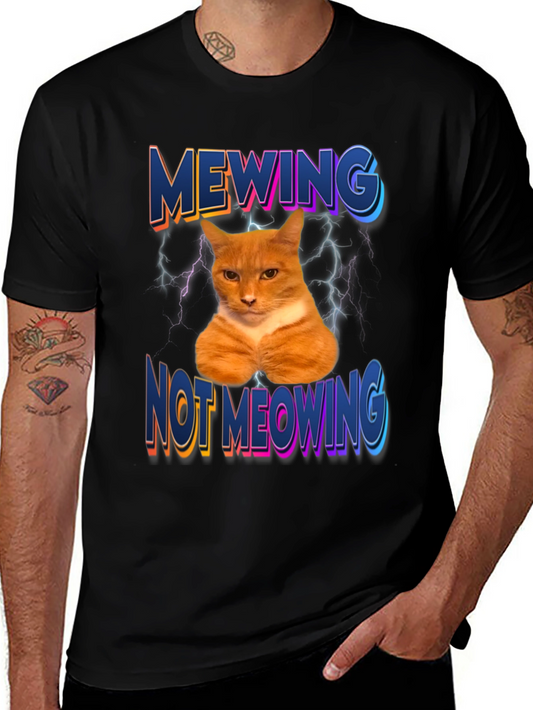 Mewing Not Meowing Cat Graphic Tee