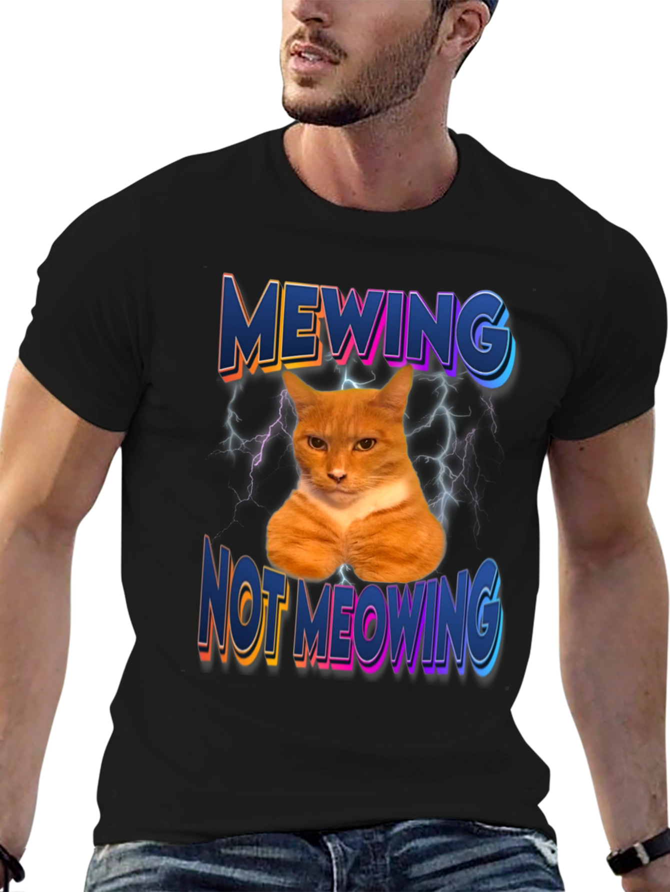 Mewing Not Meowing Cat Graphic Tee