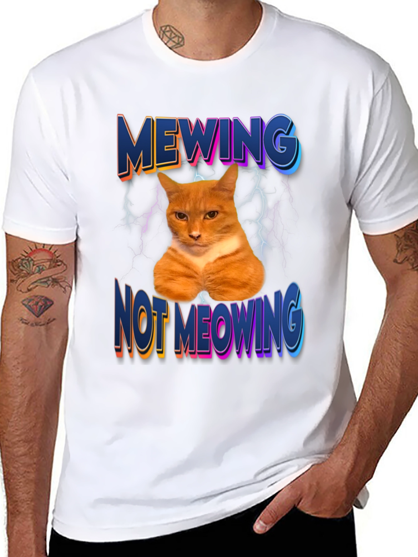 Mewing Not Meowing Cat Graphic Tee