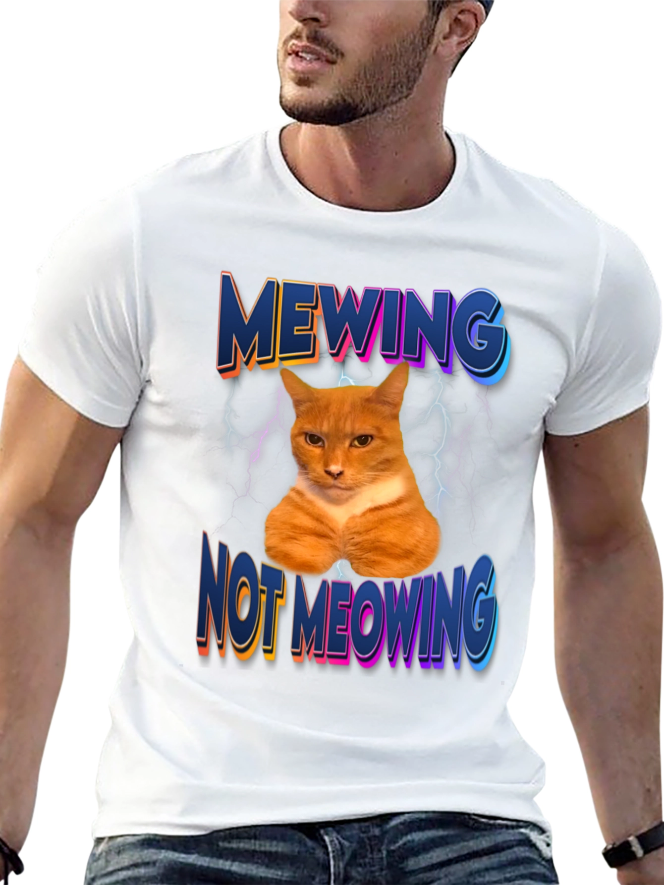 Mewing Not Meowing Cat Graphic Tee
