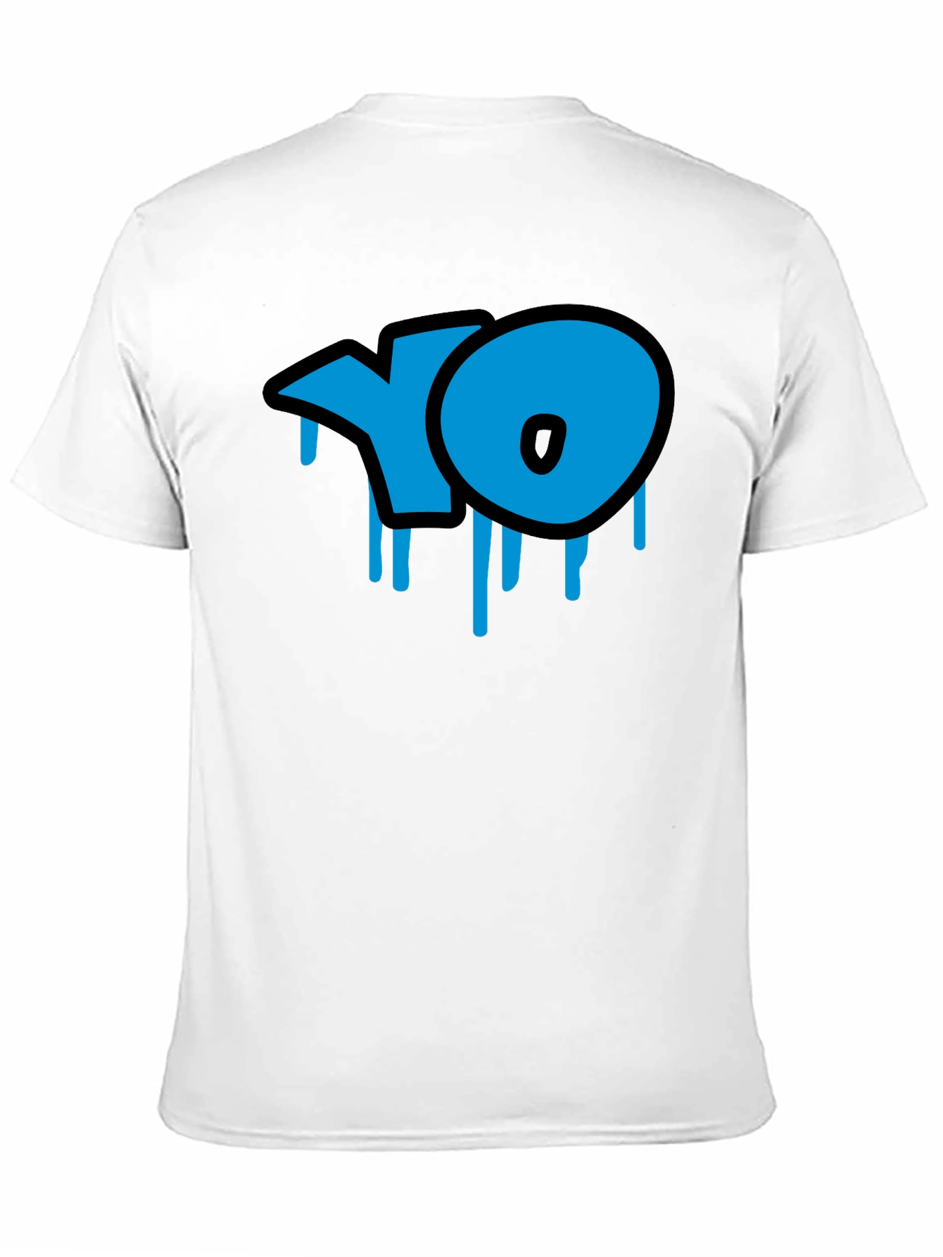 Cool Blue YO Dripping Graffiti Style Black T-Shirt
