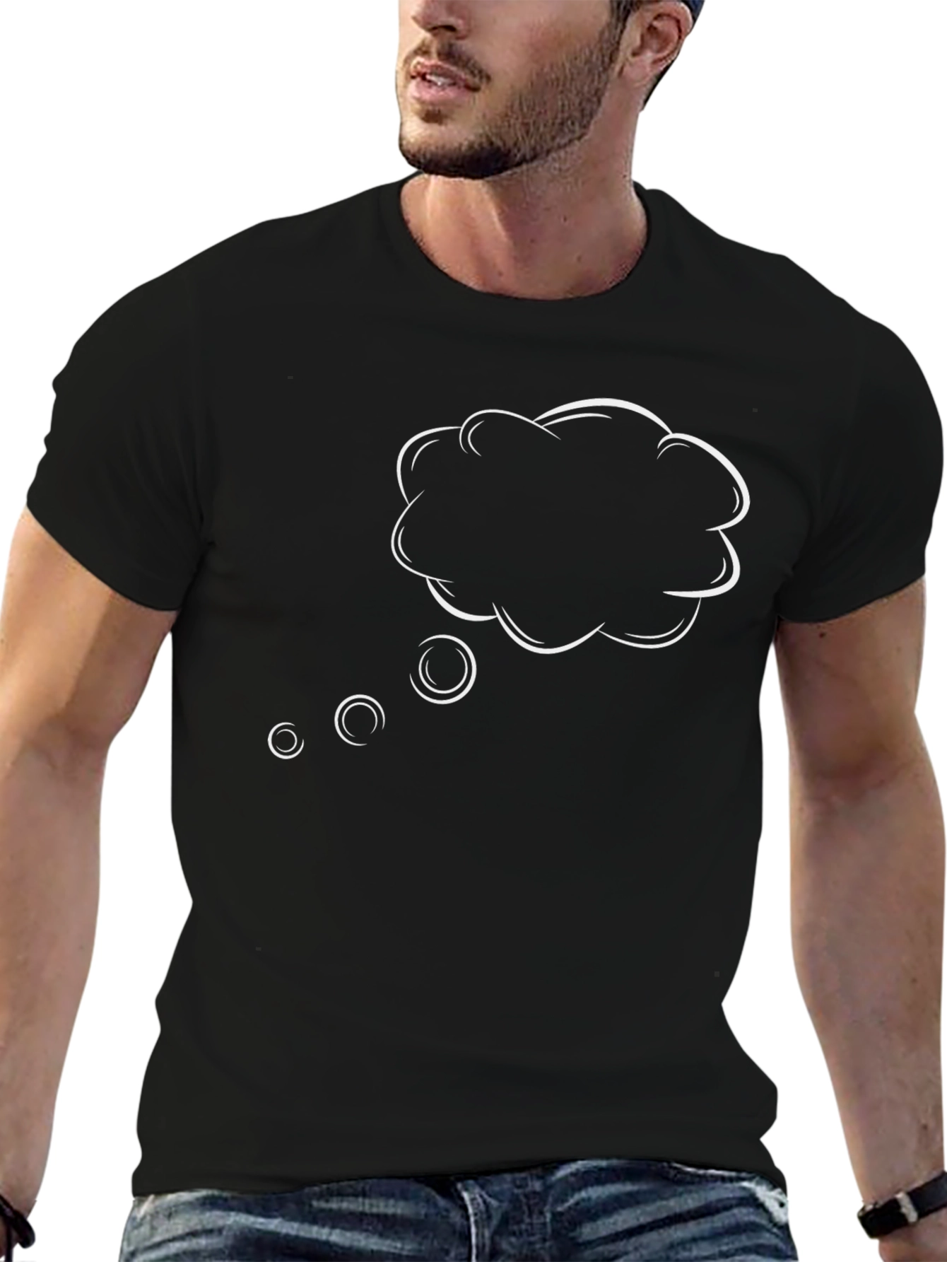 Black T-Shirt with Think Bubble Design