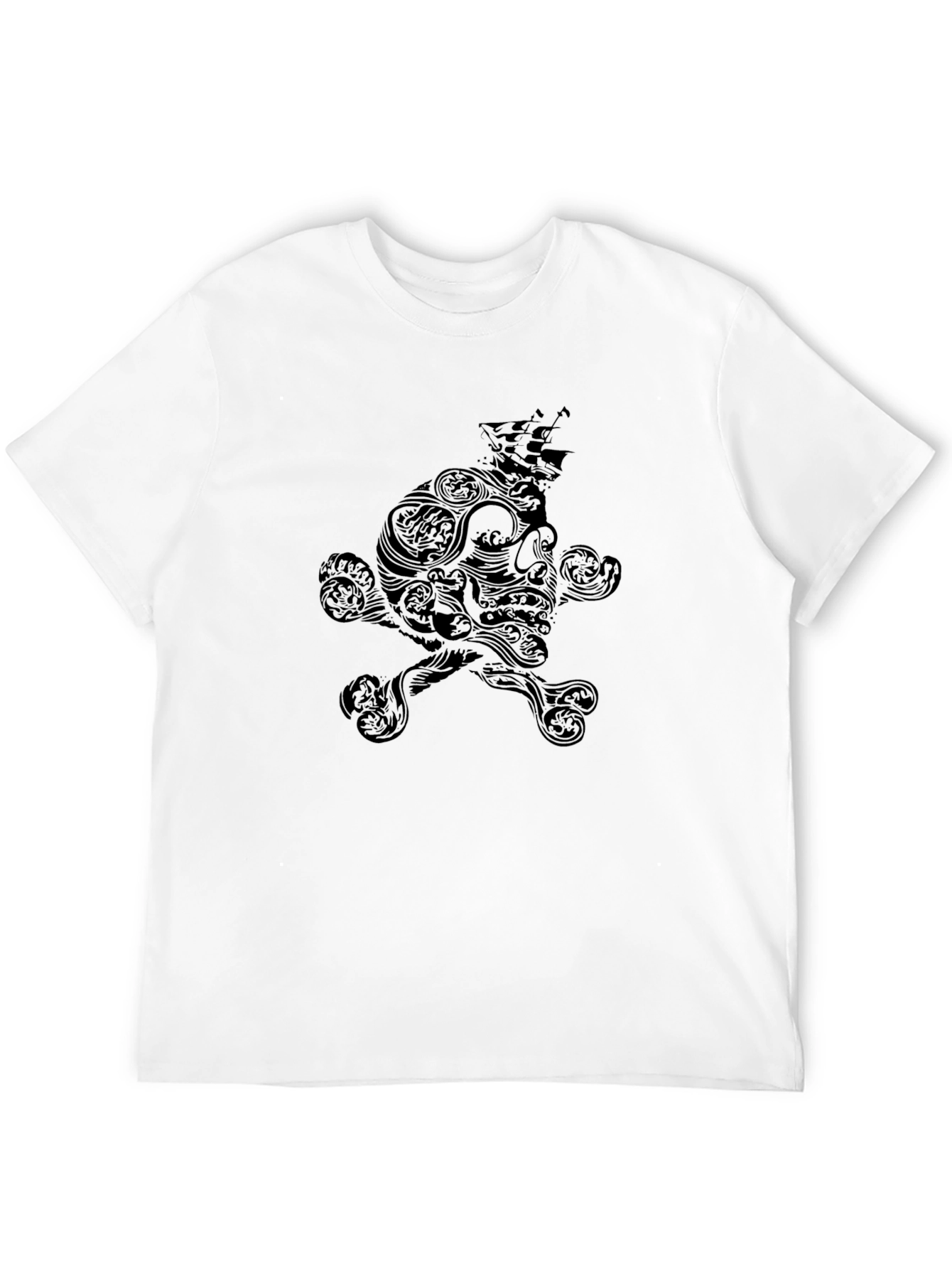 Skull & Ship Graphic Tee - Black