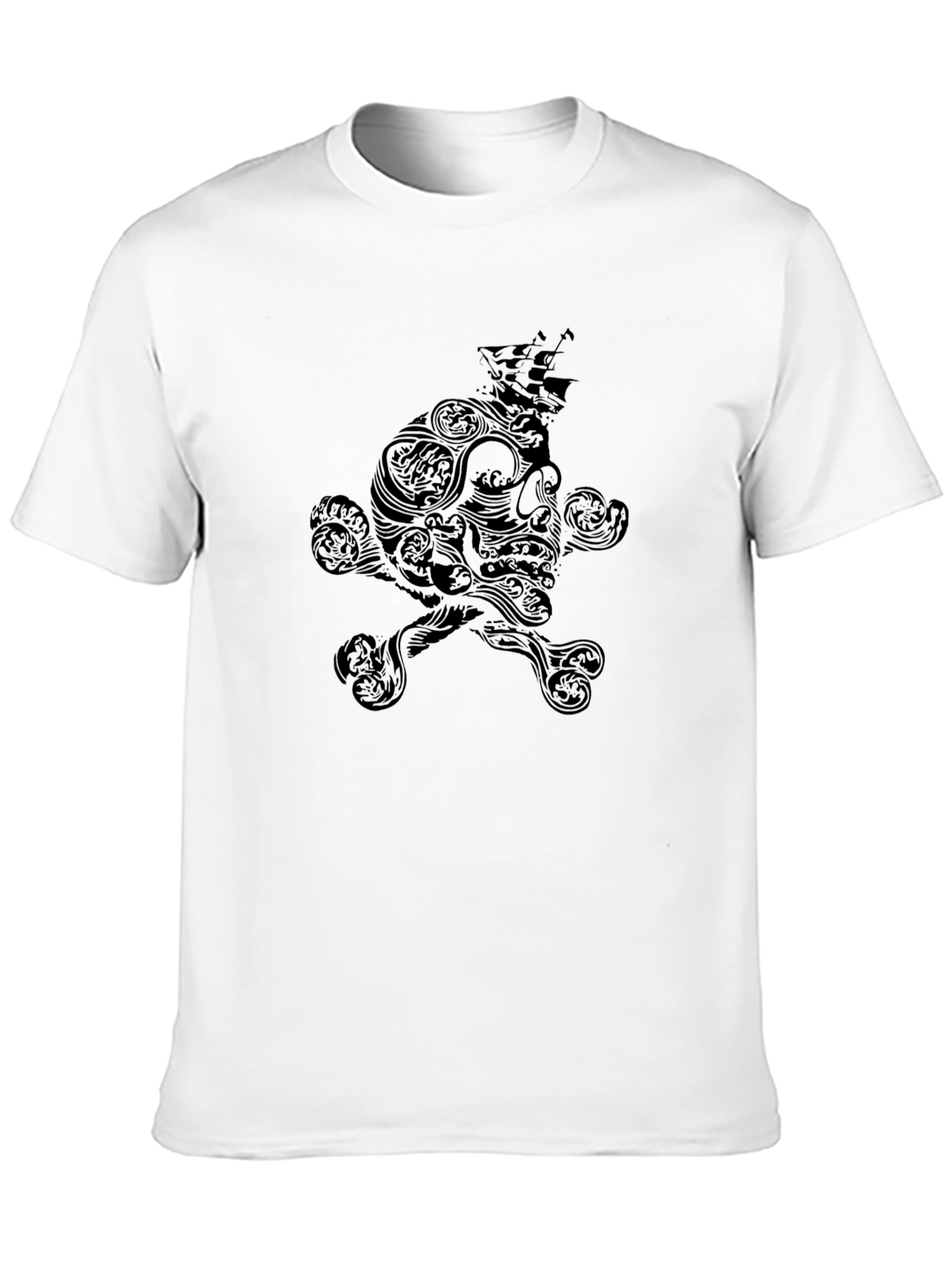 Skull & Ship Graphic Tee - Black