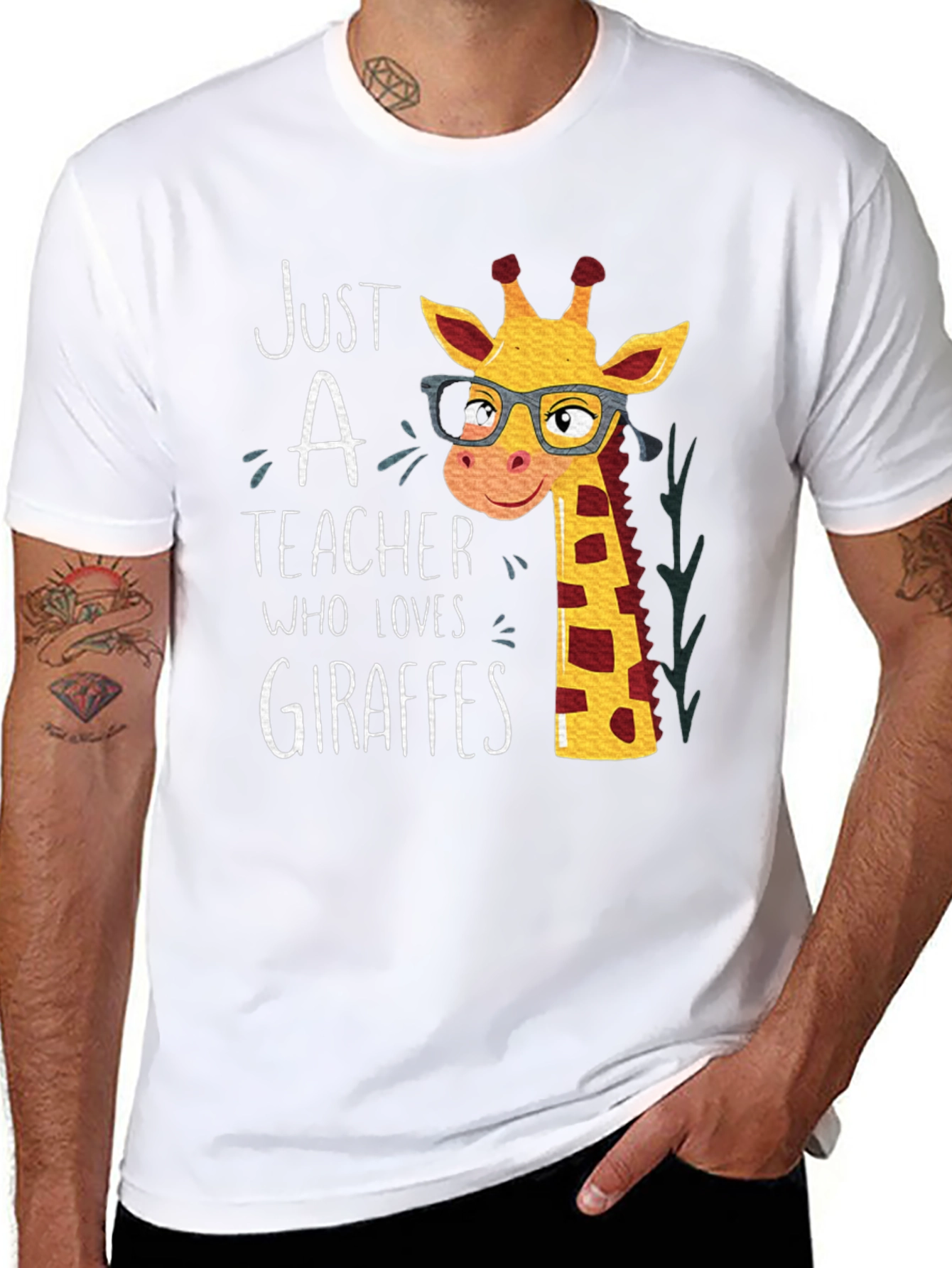 Just a Teacher Who Loves Giraffes Black T-Shirt