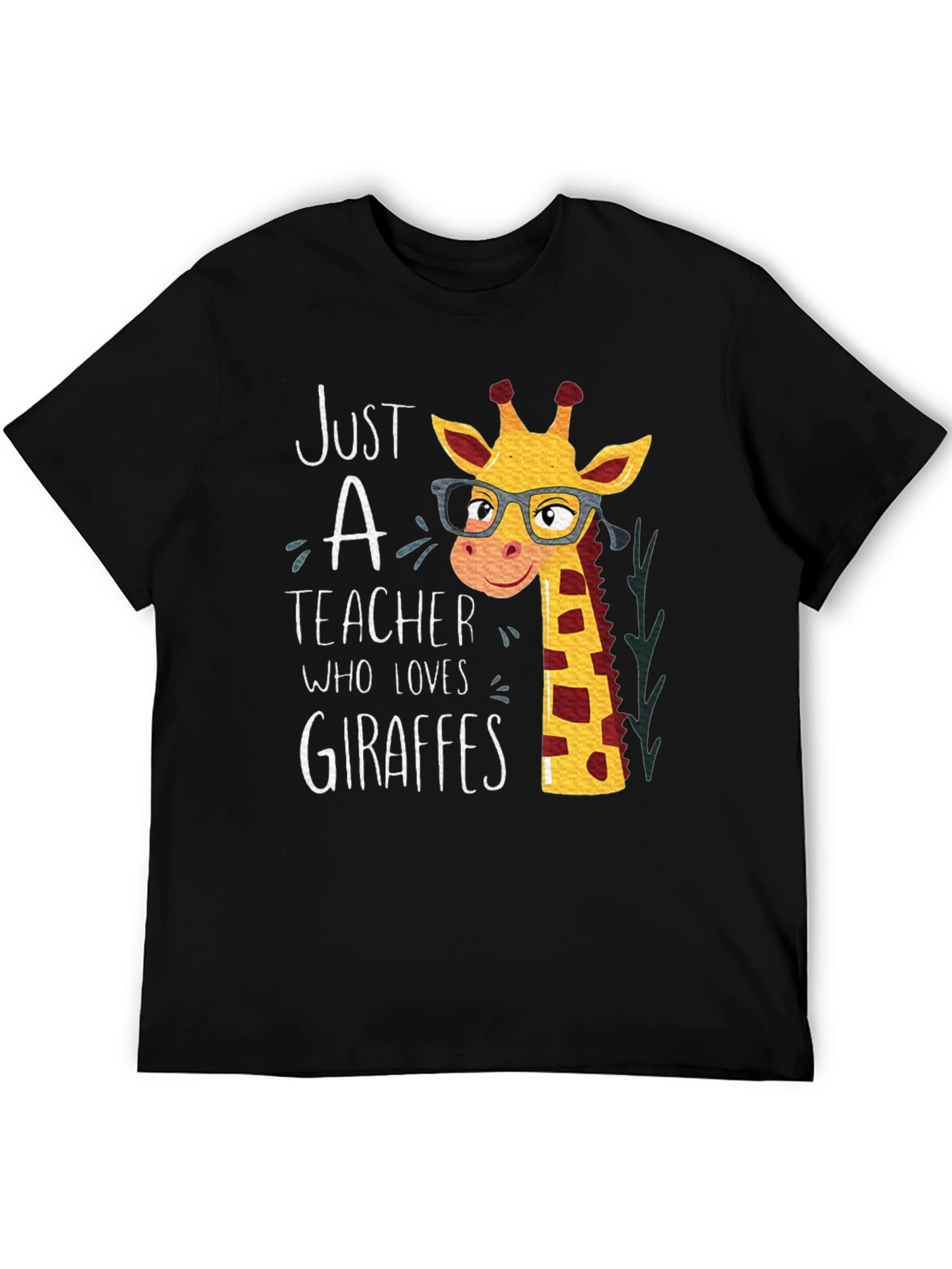 Just a Teacher Who Loves Giraffes Black T-Shirt