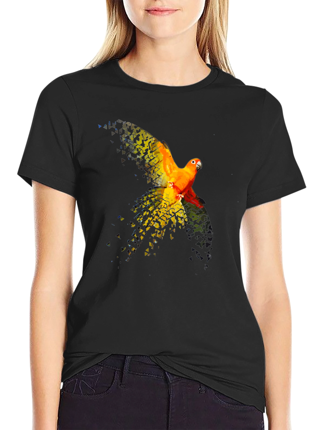 Parrot Graphic T-Shirt - Black Cotton Blend