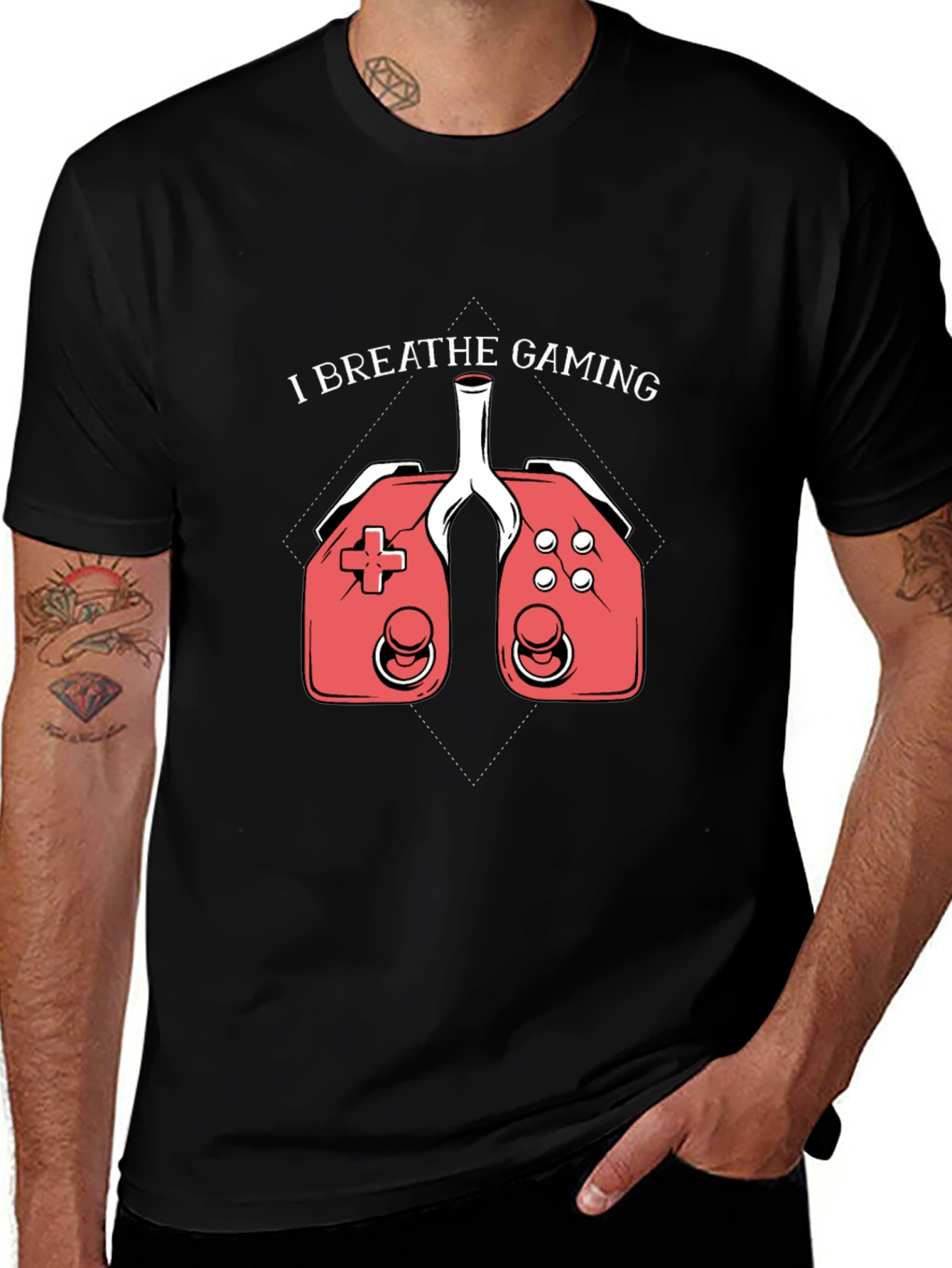 I Breathe Gaming Graphic Tee - Gamer Lung T-Shirt