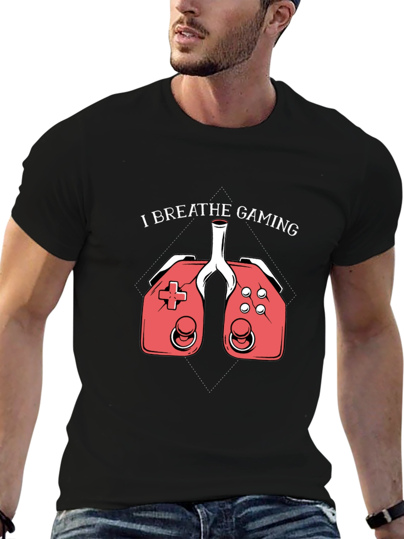 I Breathe Gaming Graphic Tee - Gamer Lung T-Shirt