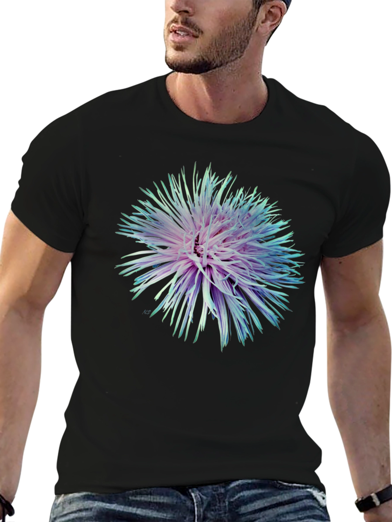 Floral Burst Graphic Black T-Shirt