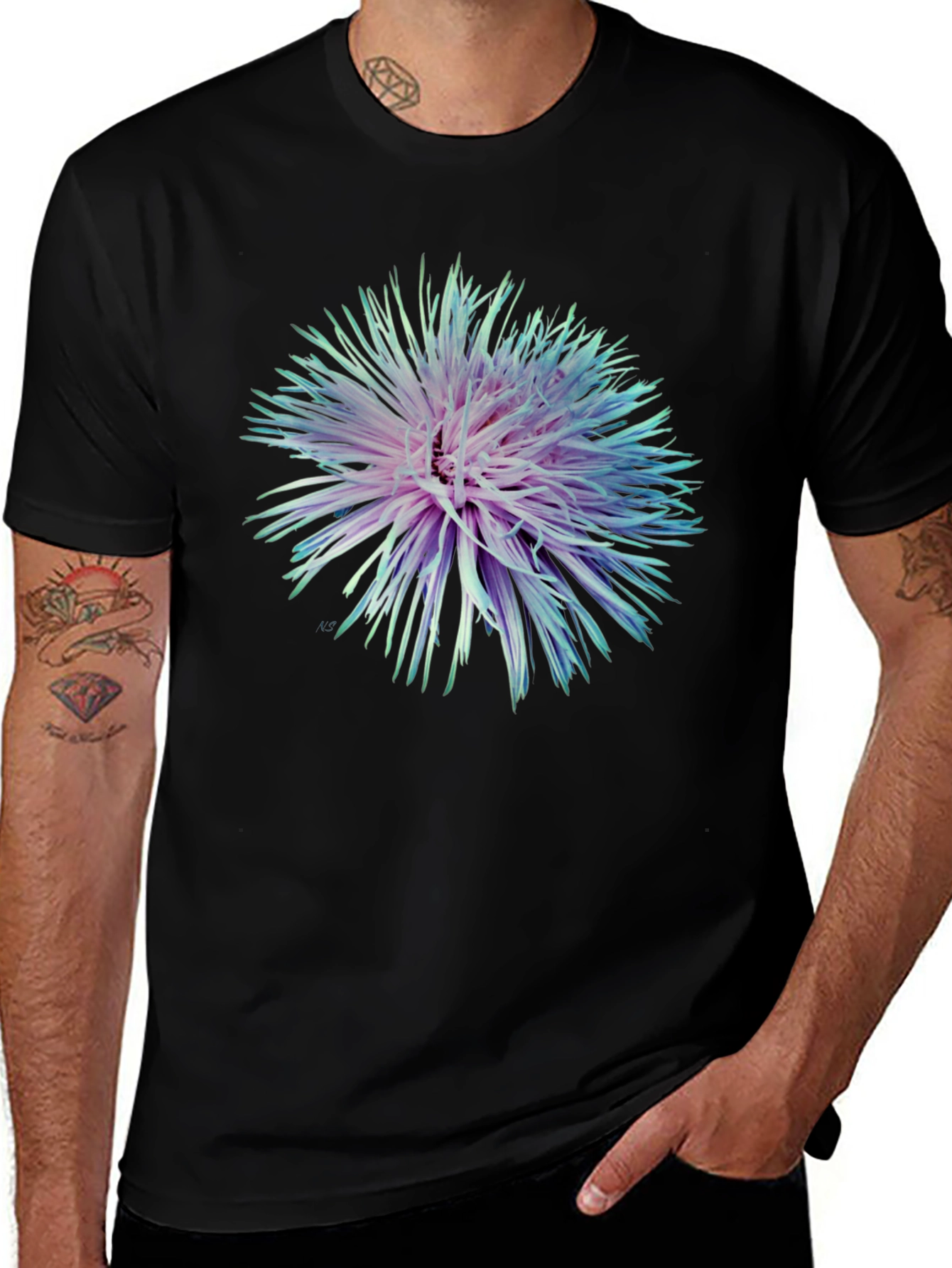 Floral Burst Graphic Black T-Shirt
