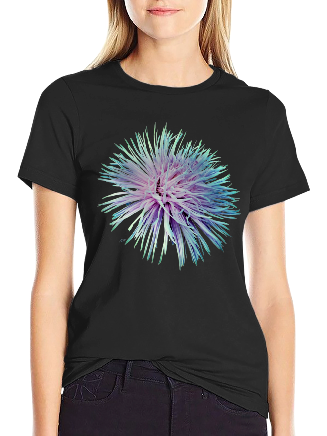 Floral Burst Graphic Black T-Shirt