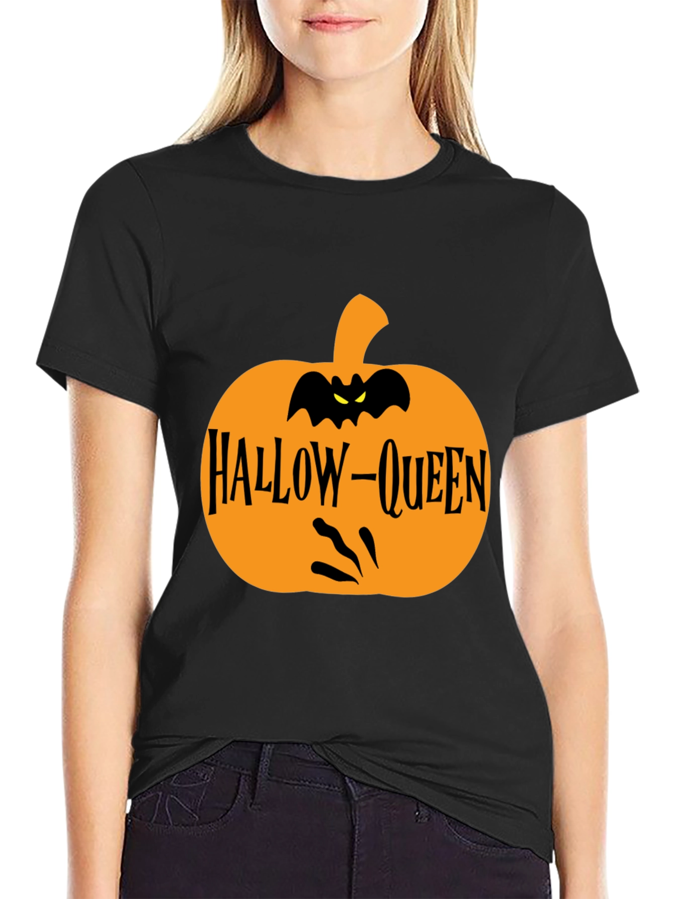 Hallow-Queen Halloween Pumpkin T-Shirt