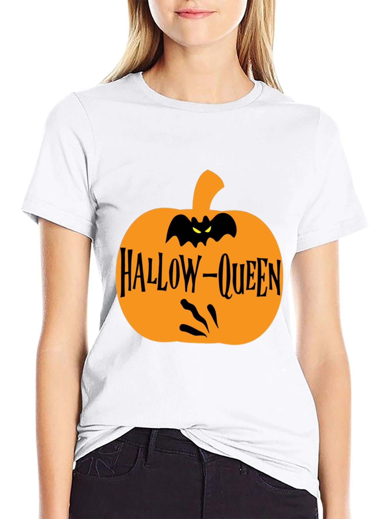 Hallow-Queen Halloween Pumpkin T-Shirt