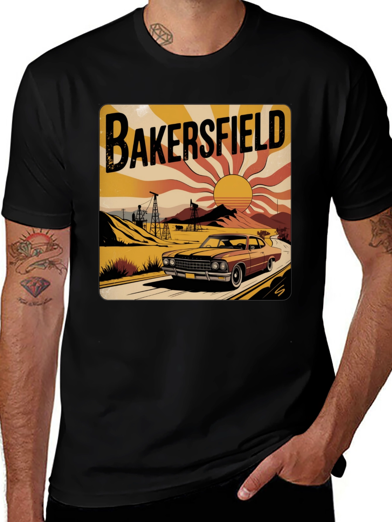Bakersfield Retro Car Graphic Tee