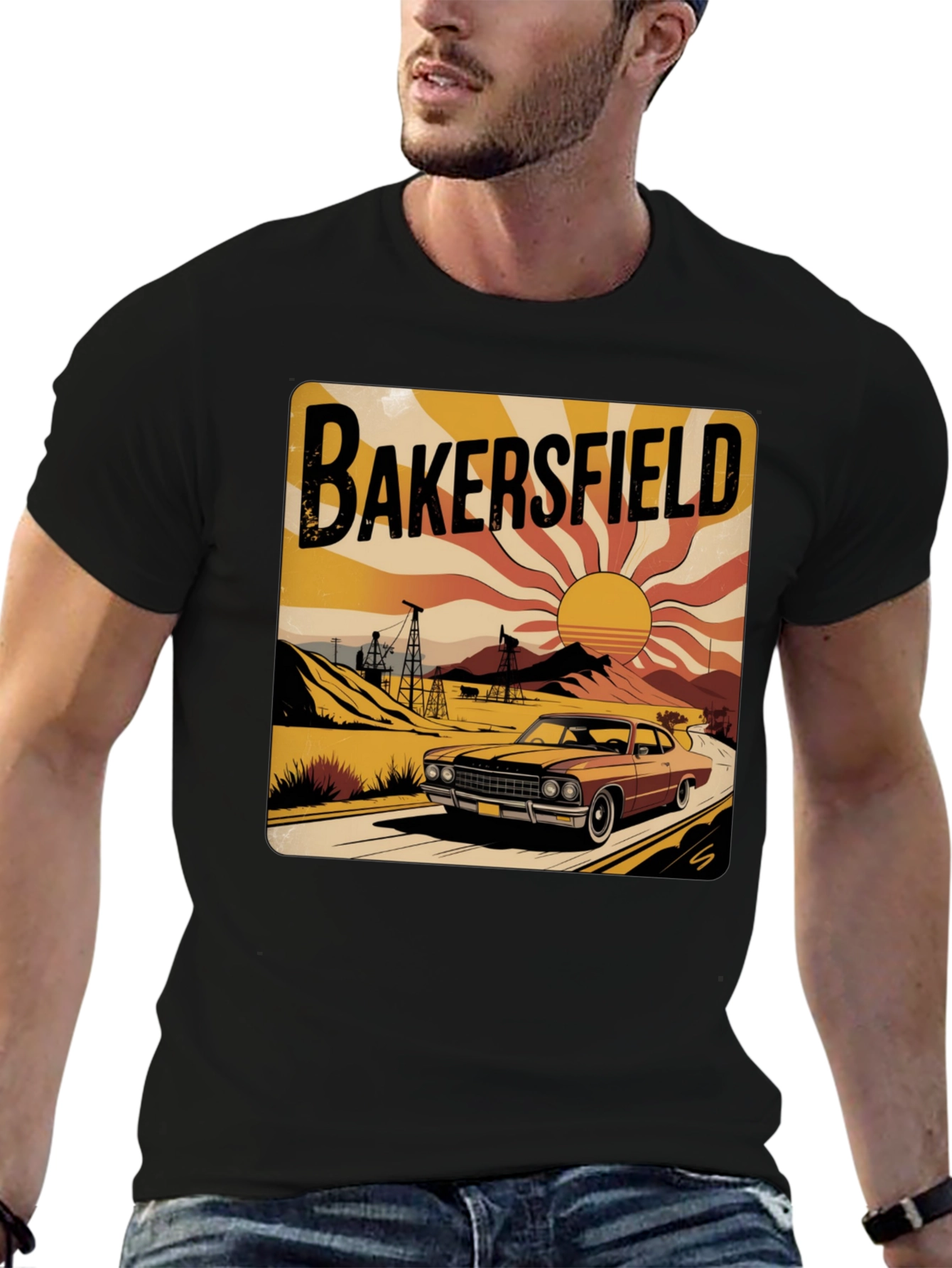 Bakersfield Retro Car Graphic Tee