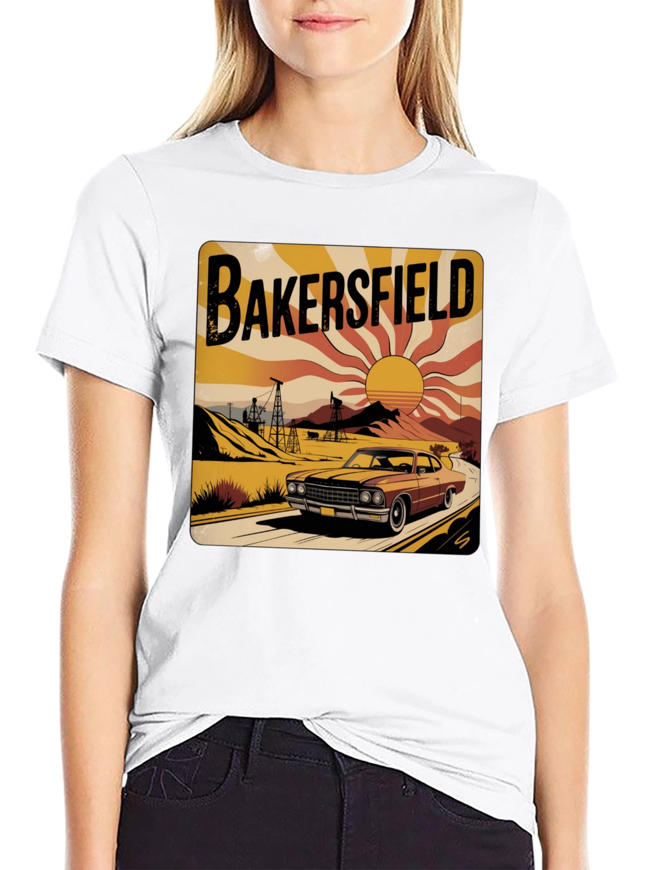 Bakersfield Retro Car Graphic Tee