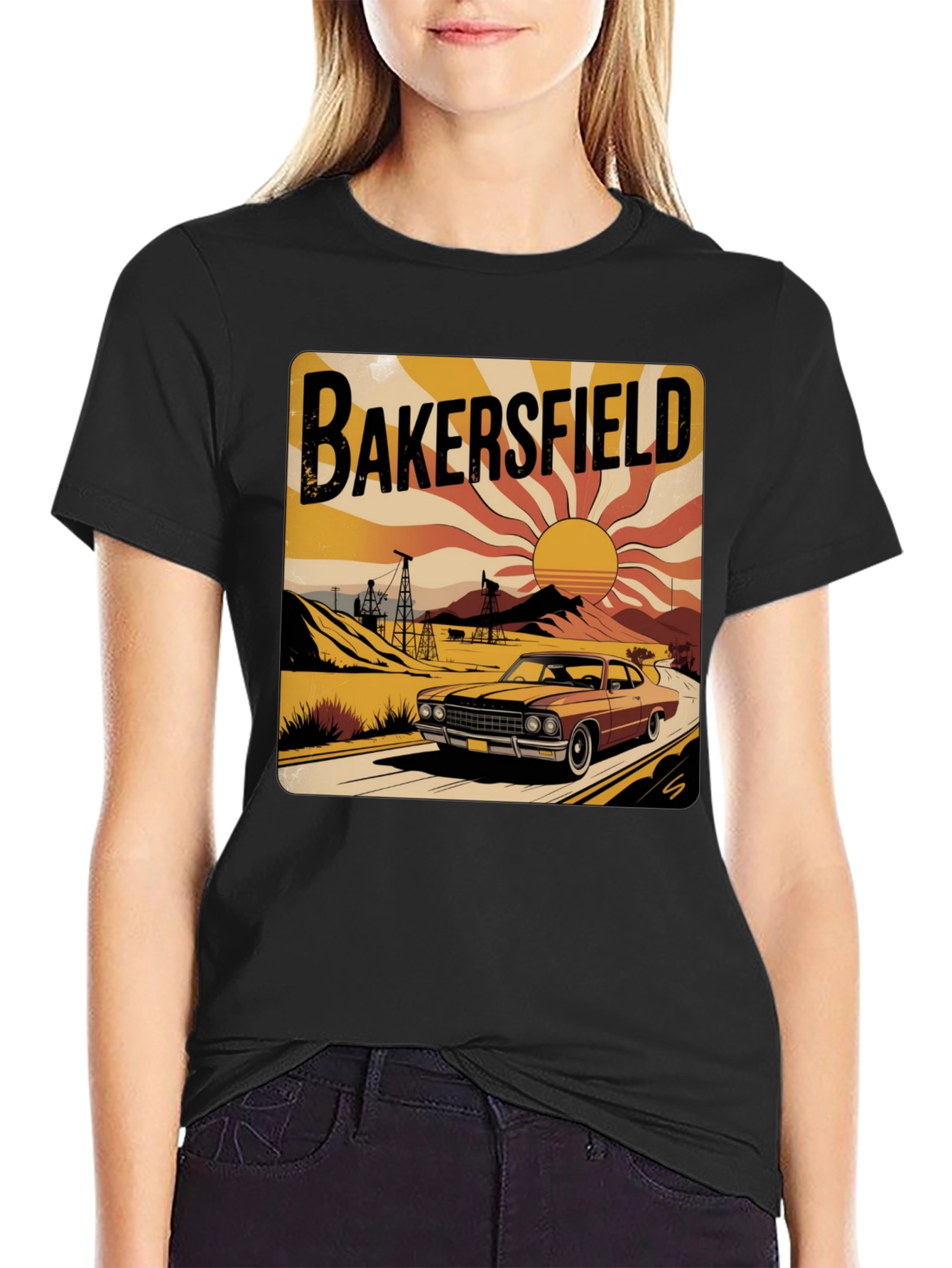 Bakersfield Retro Car Graphic Tee