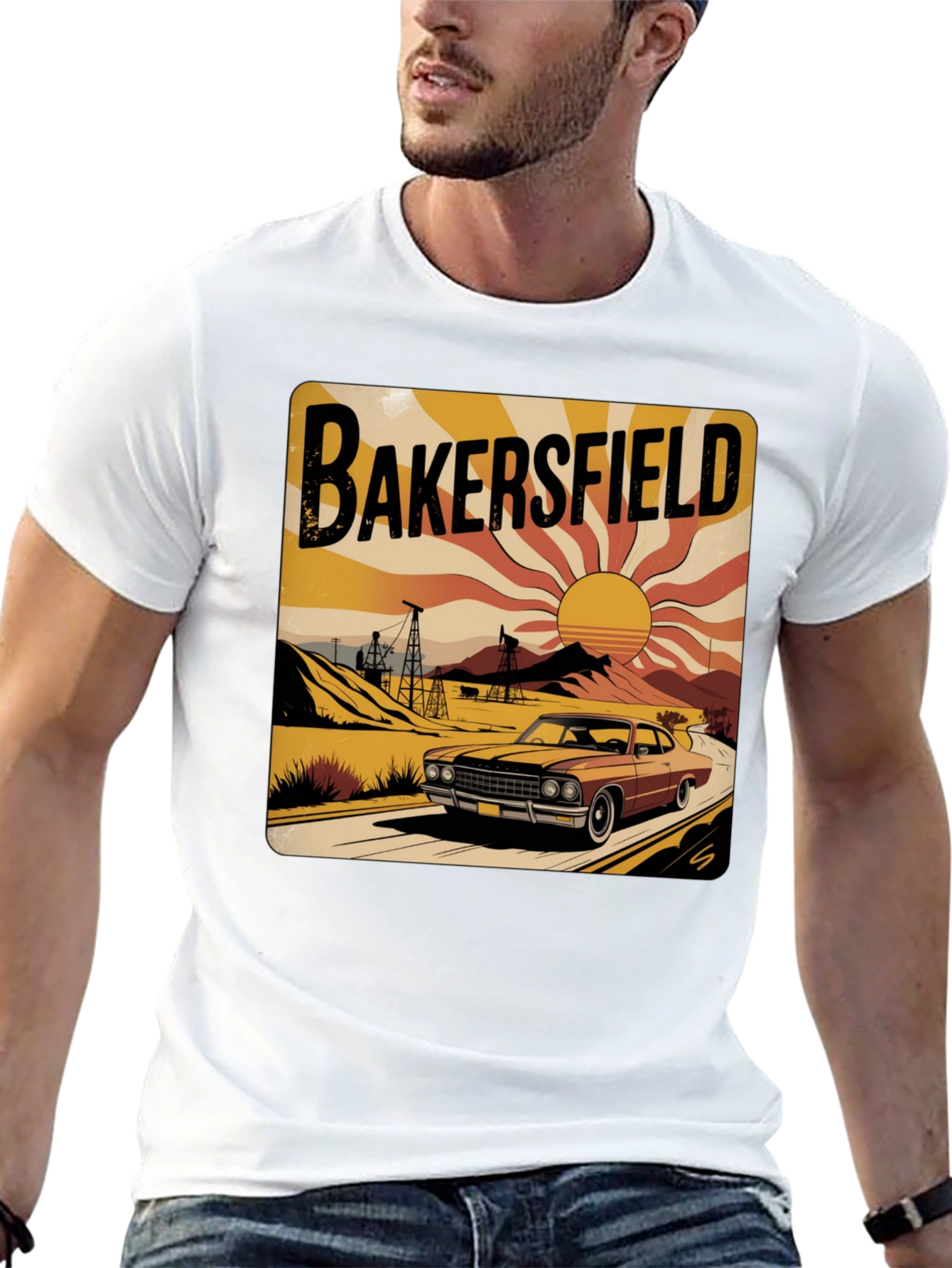 Bakersfield Retro Car Graphic Tee